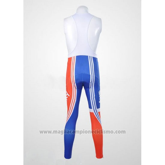 2012 Abbigliamento Ciclismo Sky Campione Regno Unito Arancione e Blu Manica Lunga e Salopette